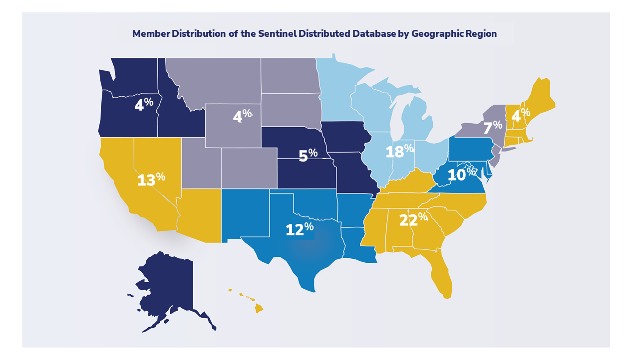 This map shows the distribution of members by geographic region.